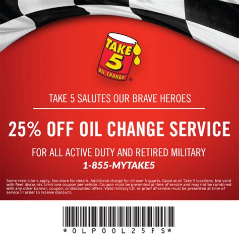 take 5 coupons|take 5 oil change coupon $10.